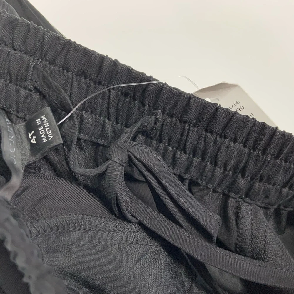 J.Crew Womens Eco Cupro Pull On Crop Pants Sz 4 Tall Black Silky Elastic Waist